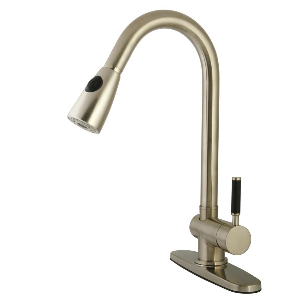 Kaiser Satin Nickel Single Handle Kitchen Faucet w Pull-down Sprayer GS8898DKL