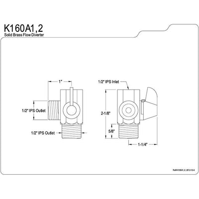 Kingston Polished Brass Solid Brass Flow Diverter for Shower Arm Mount K160A2