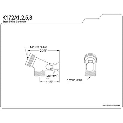 Kingston Bathroom Accessories Oil Rubbed Bronze Brass Swivel Connector K172A5