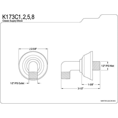 Kingston Brass Bathroom Accessories Polished Brass Supply Elbow K173C2