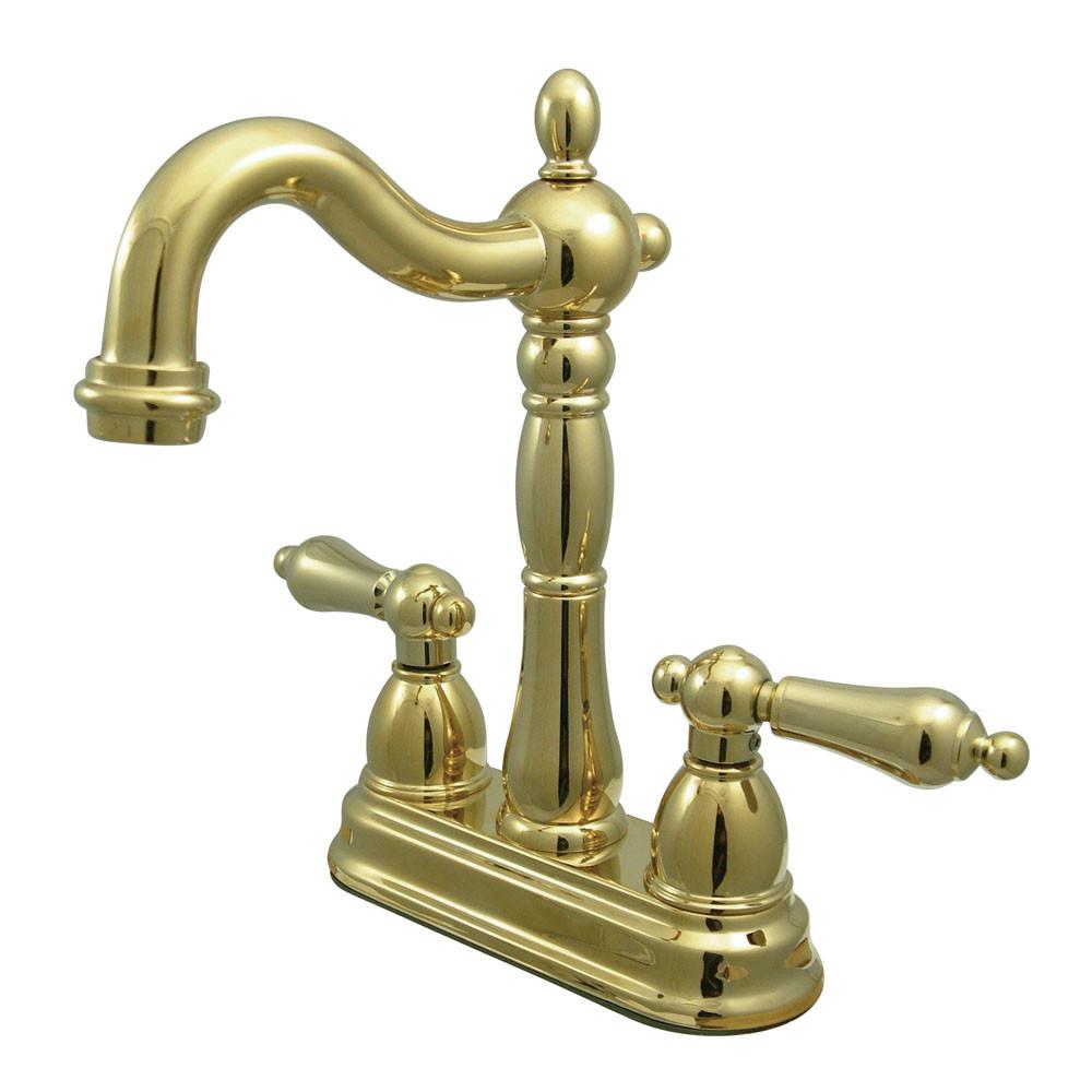 Kingston Polished Brass Two Handle 4" Centerset Bar Prep Sink Faucet KB1492AL