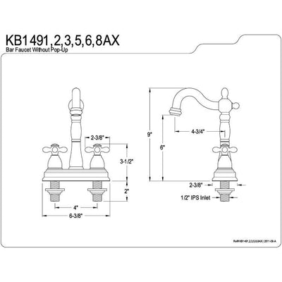 Kingston Satin Nickel Two Handle 4" Centerset Bar Prep Sink Faucet KB1498AX