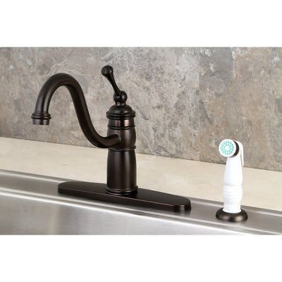 Kingston Oil Rubbed Bronze Single Handle Kitchen Faucet With Sprayer KB1575BL