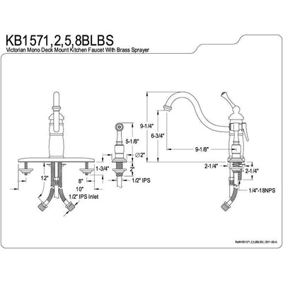 Kingston Satin Nickel Single Handle Kitchen Faucet With Brass Sprayer KB1578BLBS