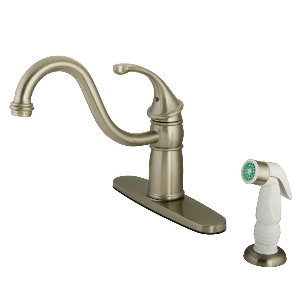 Kingston Brass Satin Nickel Georgian 8" kitchen faucet w sprayer KB1578GL