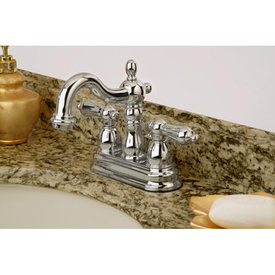 Kingston Brass Chrome 2 Handle 4" Centerset Bathroom Faucet with Pop-up KB1601AL