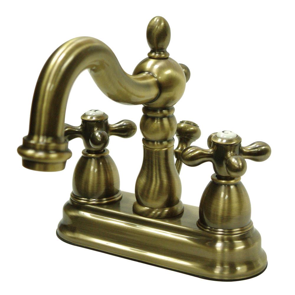 Kingston Vintage Brass 2 Handle 4" Centerset Bathroom Faucet w Drain KB1603AX