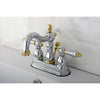 Kingston Chrome/Polished Brass 2 Handle 4" Centerset Bathroom Faucet KB1604AL