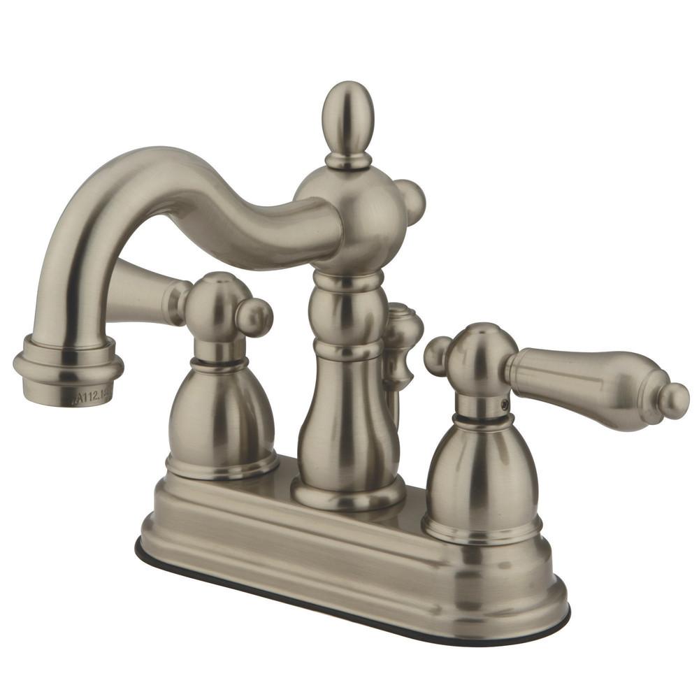 Kingston Satin Nickel 2 Handle 4" Centerset Bathroom Faucet with Pop-up KB1608AL