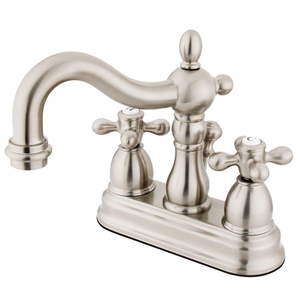 Kingston Satin Nickel 2 Handle 4" Centerset Bathroom Faucet with Pop-up KB1608AX