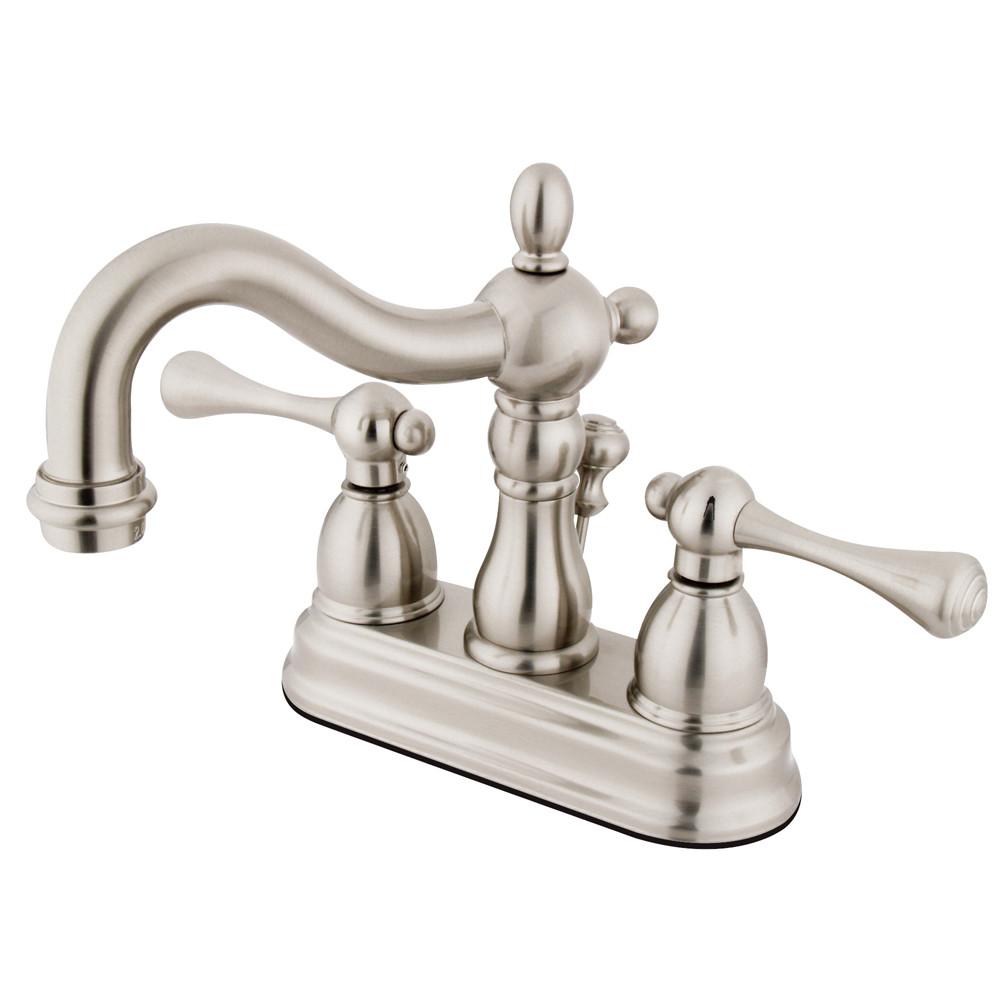 Kingston Satin Nickel 2 Handle 4" Centerset Bathroom Faucet with Pop-up KB1608BL