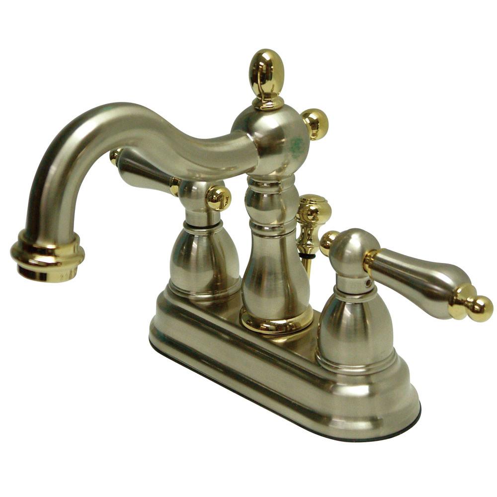 Kingston Satin Nickel/Polished Brass 4" Centerset Bathroom Faucet KB1609AL