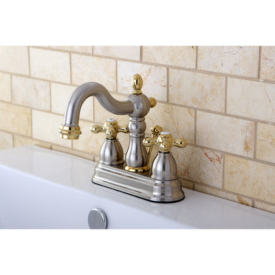 Kingston Satin Nickel/Polished Brass 4" Centerset Bathroom Faucet KB1609AX