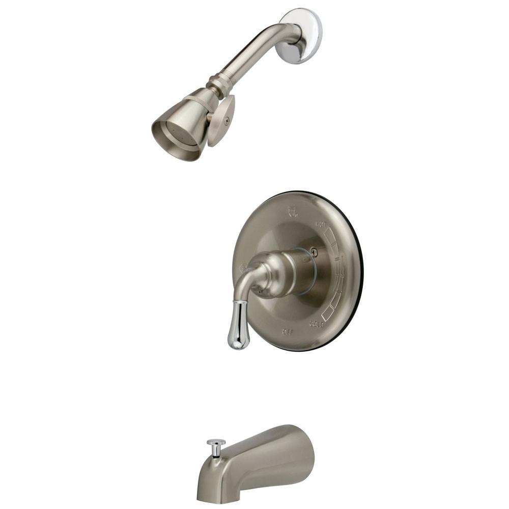 Kingston Satin Nickel/Chrome Magellan tub and shower combination faucet KB1637