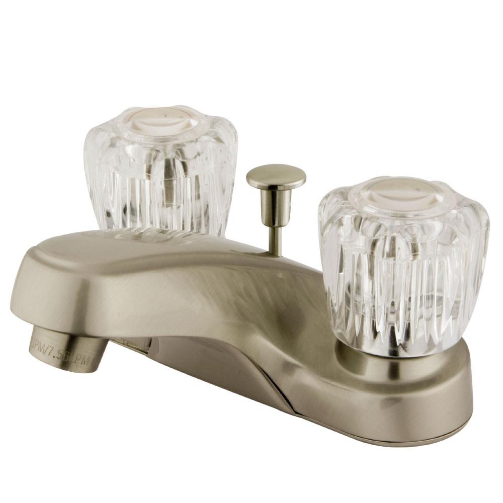 Kingston Satin Nickel 2 Handle 4" Centerset Bathroom Faucet with Pop-up KB168