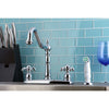 Kingston Chrome French Country Centerset Kitchen Faucet w/White Sprayer KB1751TX