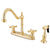 Kingston Polished Brass Centerset Kitchen Faucet with Brass Sprayer KB1752AXBS