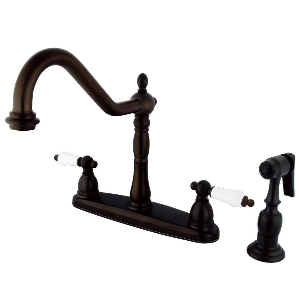 Kingston Oil Rubbed Bronze Centerset Kitchen Faucet w Brass Sprayer KB1755PLBS