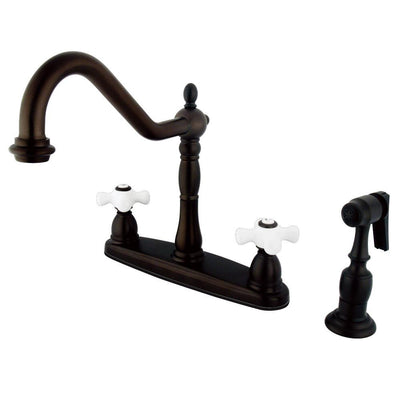 Kingston Oil Rubbed Bronze Centerset Kitchen Faucet w Brass Sprayer KB1755PXBS