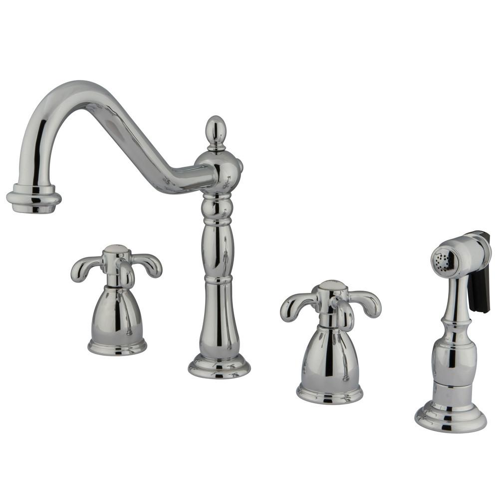 Kingston Brass Chrome French Country Widespread Kitchen Faucet KB1791TXBS