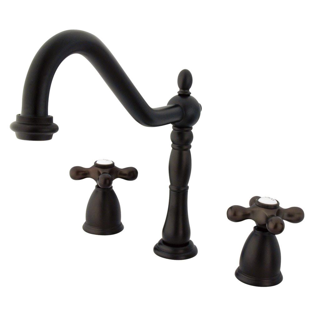 Kingston Oil Rubbed Bronze 8" Center Kitchen Faucet without Deck KB1795AXLS