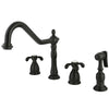 Kingston Oil Rubbed Bronze French Country Widespread Kitchen Faucet KB1795TXBS