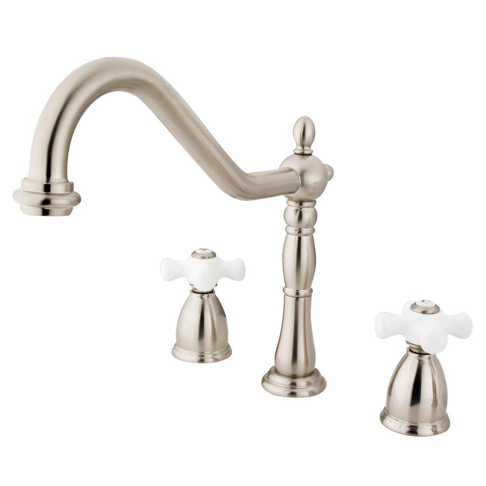 Kingston Brass Satin Nickel 8" Center Kitchen Faucet without Deck KB1798PXLS