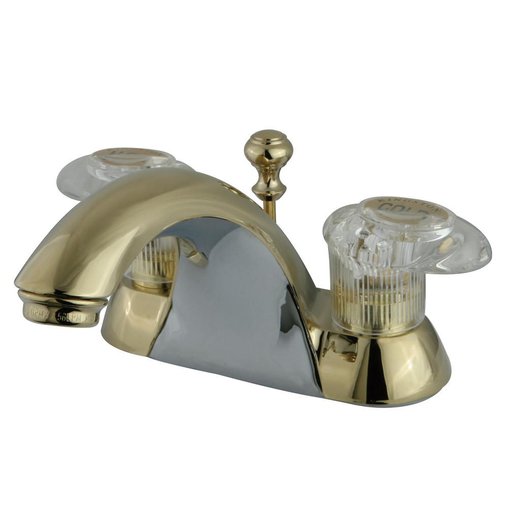 Kingston Polished Brass 2 Handle 4" Centerset Bathroom Faucet with Pop-up KB2152