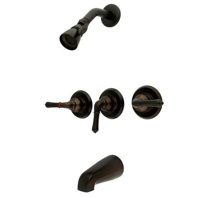 Oil Rubbed Bronze Magellan three handle tub and shower combination faucet KB235