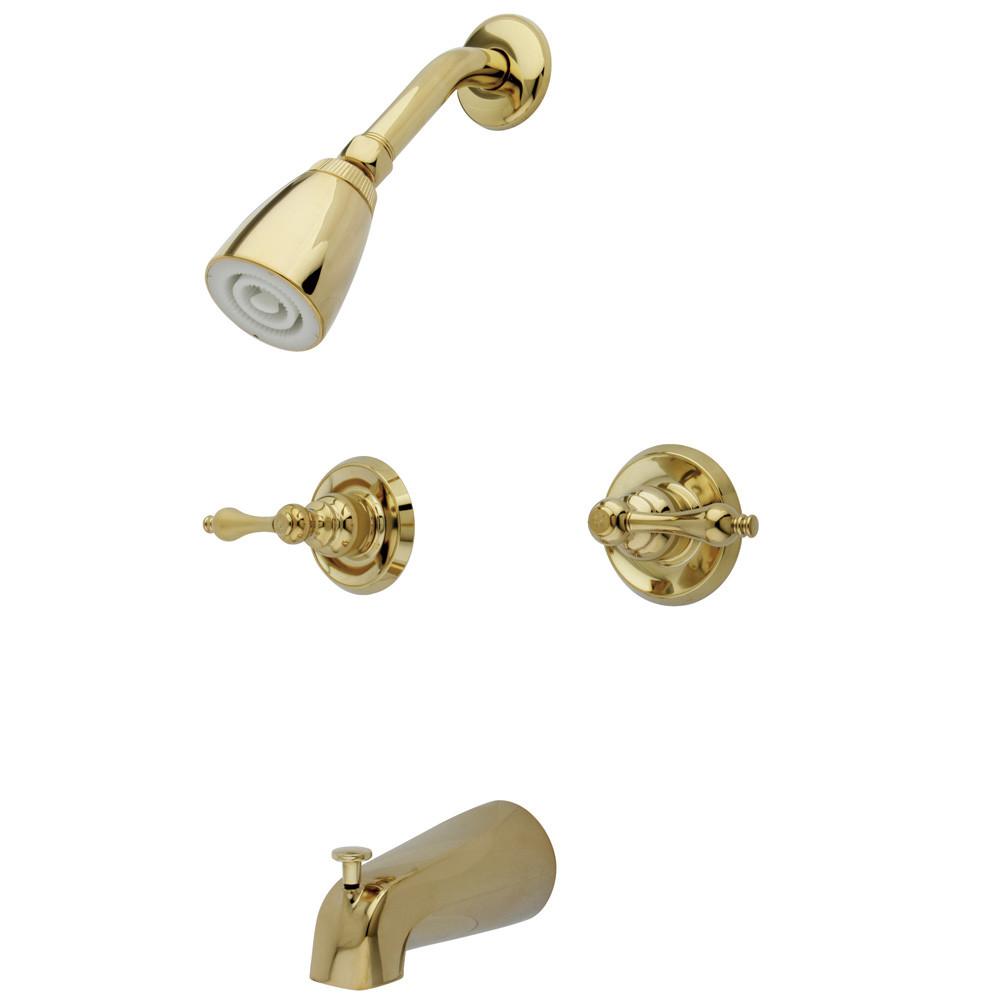 Kingston Brass Polished Brass Two Handle Tub & Shower Combination Faucet KB242AL