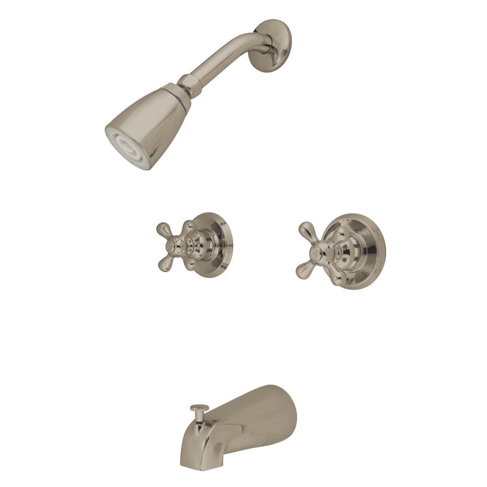 Kingston Brass Satin Nickel 2 Handle Tub and Shower Combination Faucet KB248AX