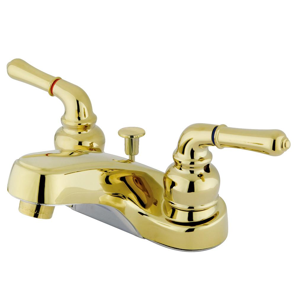 Kingston Polished Brass 2 Handle 4" Centerset Bathroom Faucet with Pop-up KB252