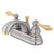 Kingston Satin Nickel/Polished Brass 4" Centerset Bathroom Faucet KB2609AL