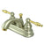Kingston Satin Nickel/Polished Brass 4" Centerset Bathroom Faucet KB2609KL