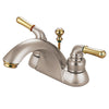 Kingston Satin Nickel/Polished Brass 4" Centerset Bathroom Faucet KB2629B