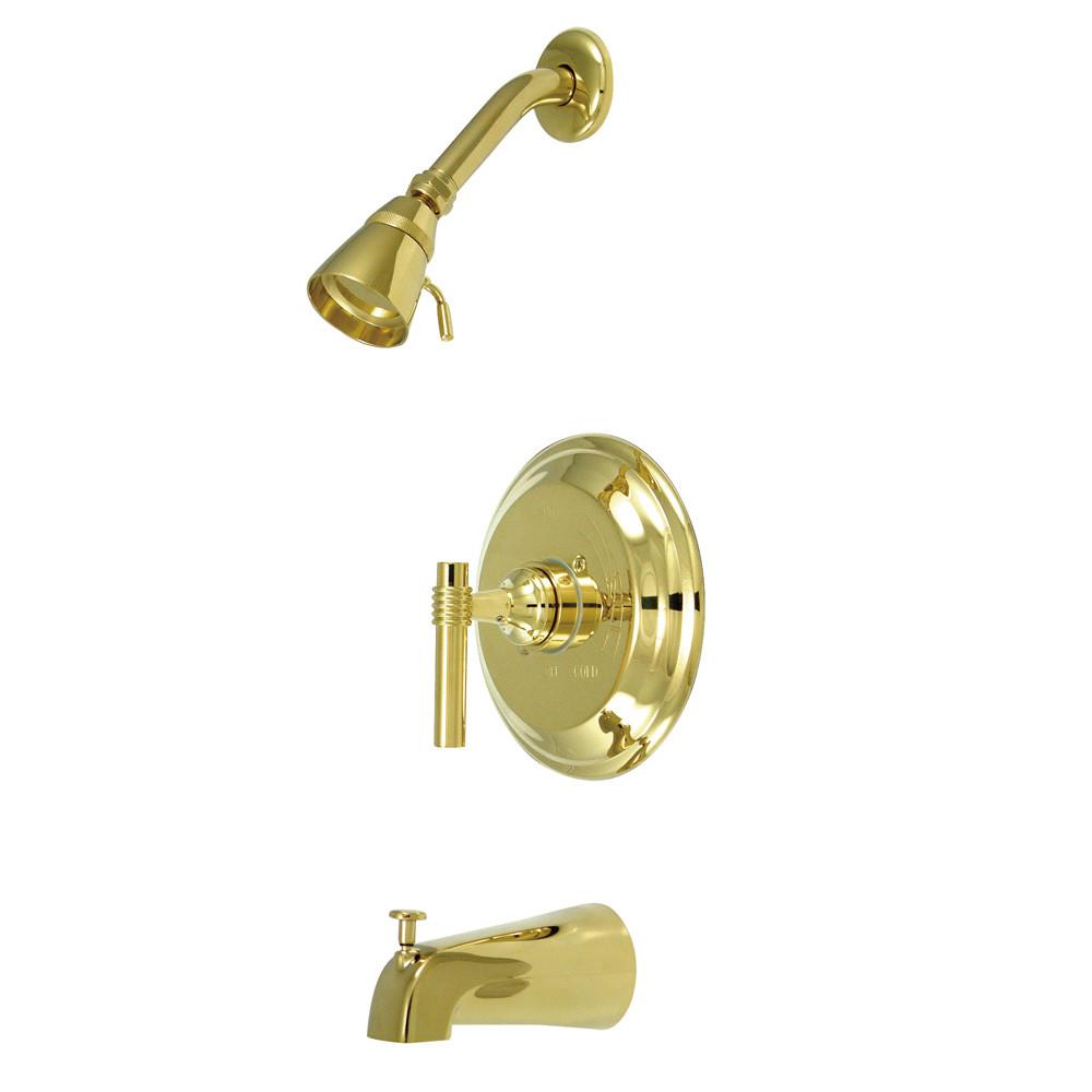 Kingston Polished Brass Single Handle Tub and Shower Combination Faucet KB2632ML