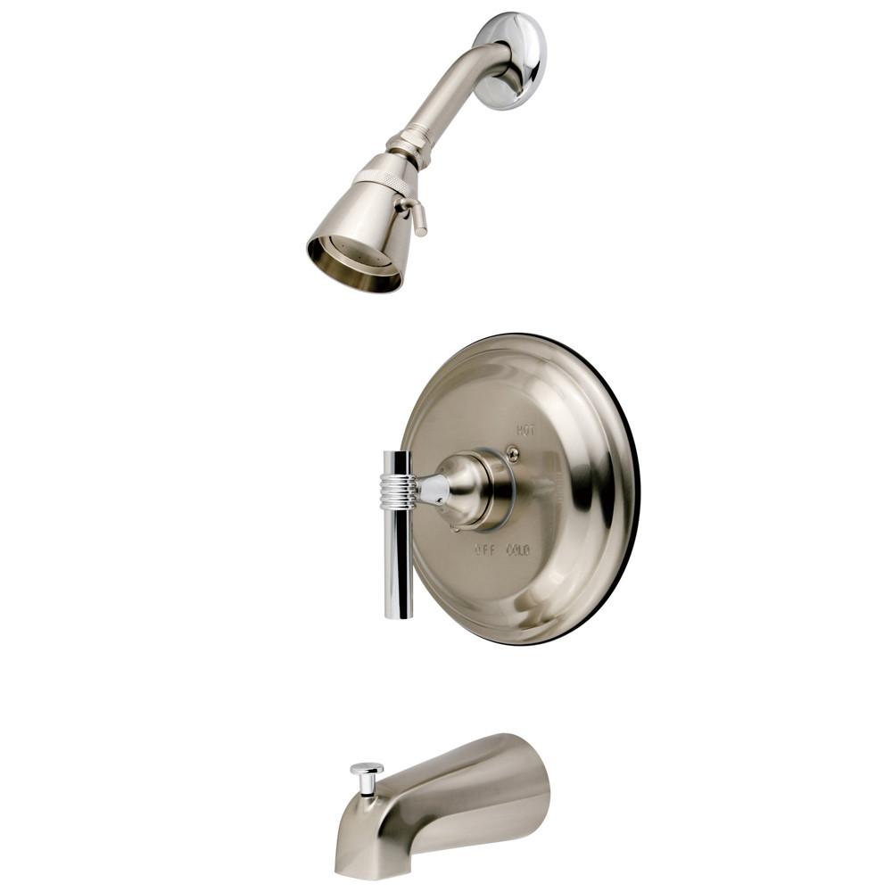 Kingston Satin Nickel/Chrome Single Handle Tub & Shower Combo Faucet KB2637ML