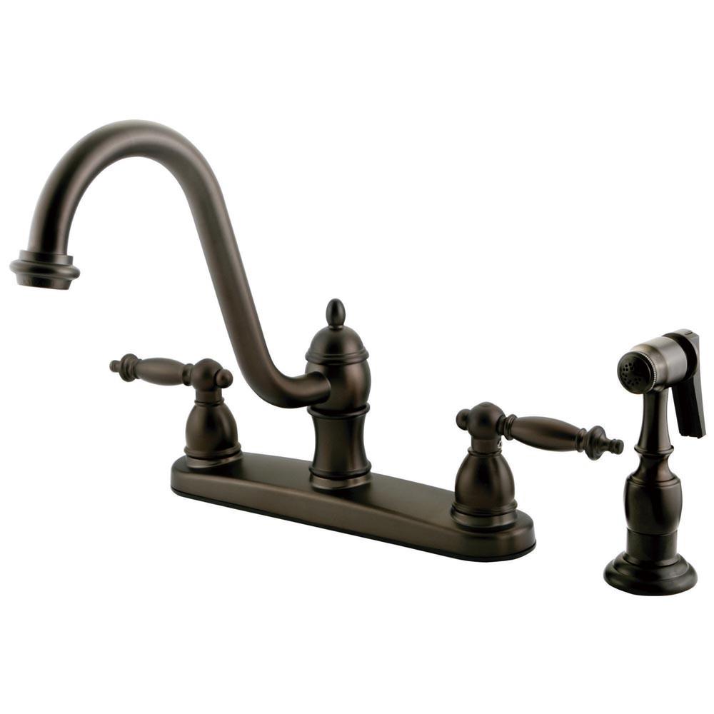 Kingston Oil Rubbed Bronze Templeton 8" Kitchen Faucet With Sprayer KB3115TLBS