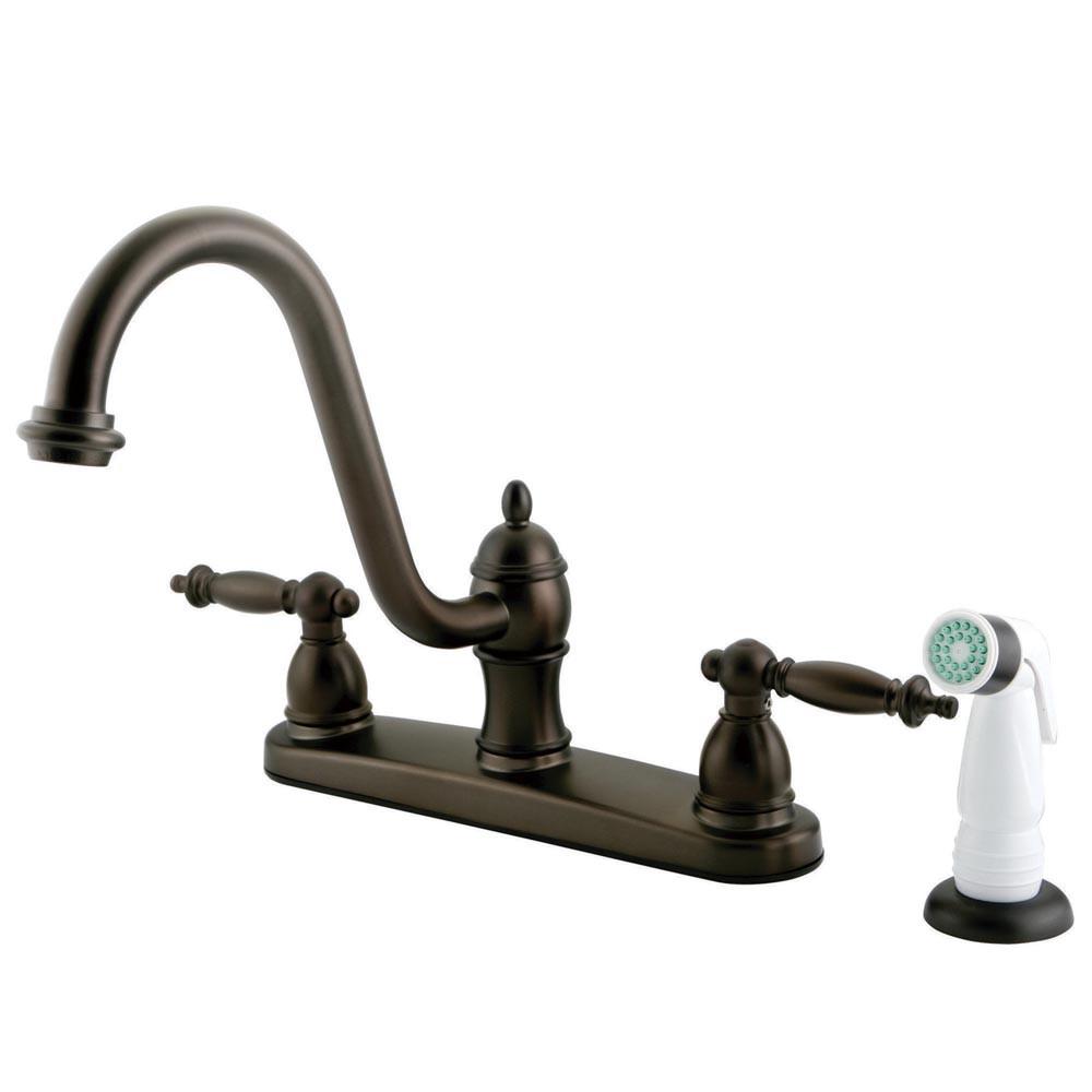 Kingston Oil Rubbed Bronze Templeton 8" Kitchen Faucet With Sprayer KB3115TL