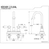 Kingston Brass Chrome Two Handle 4" Centerset Bar Prep Sink Faucet KB3491AL