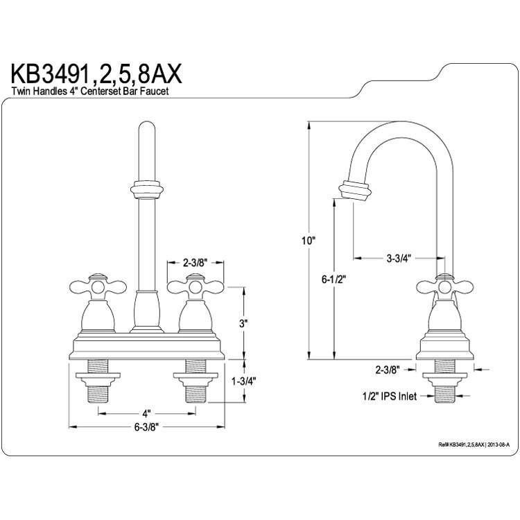 Kingston Brass Chrome Two Handle 4 Centerset Bar Prep Sink Faucet