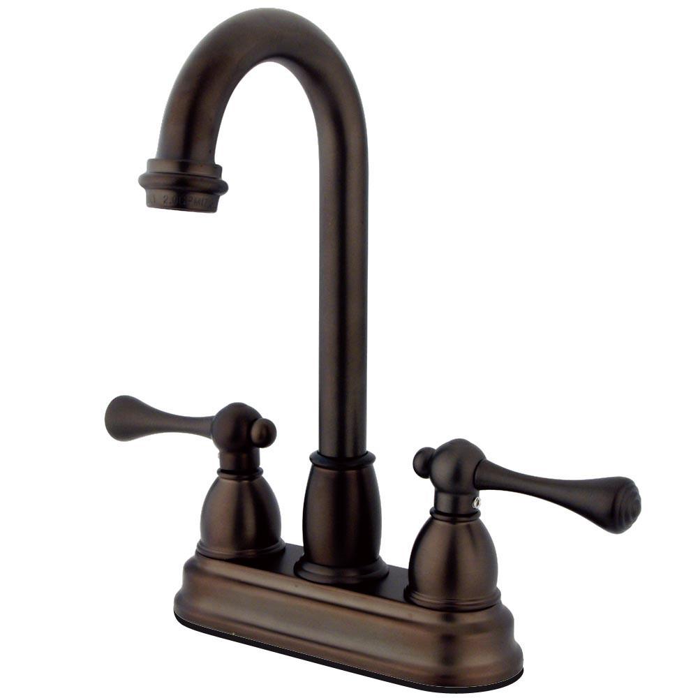 Kingston Oil Rubbed Bronze Two Handle 4" Centerset Bar Prep Sink Faucet KB3495BL