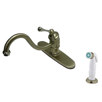 Kingston Chrome Single Handle 8" Kitchen Faucet w Non-Metallic Sprayer KB3577BL