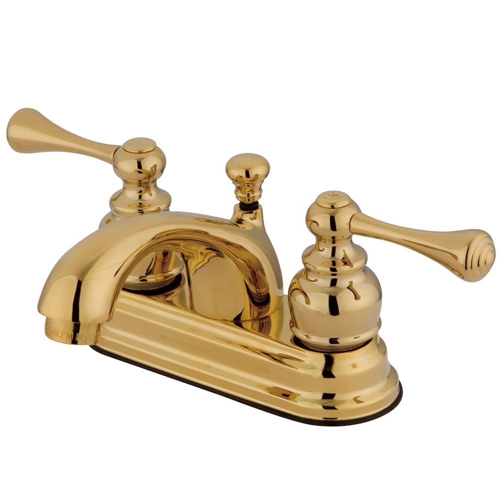Kingston Polished Brass 2 Handle 4" Centerset Bathroom Faucet w Drain KB3602BL