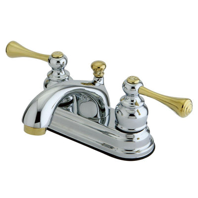 Kingston Chrome / Polished Brass 4" Centerset Bathroom Faucet w Pop-up KB3604BL