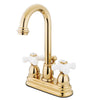 Kingston Polished Brass 2 handle 4" Centerset Bathroom Faucet w Drain KB3612PX