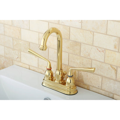 Kingston Silver Sage Polished Brass Centerset Bathroom Faucet W Drain KB3612ZL