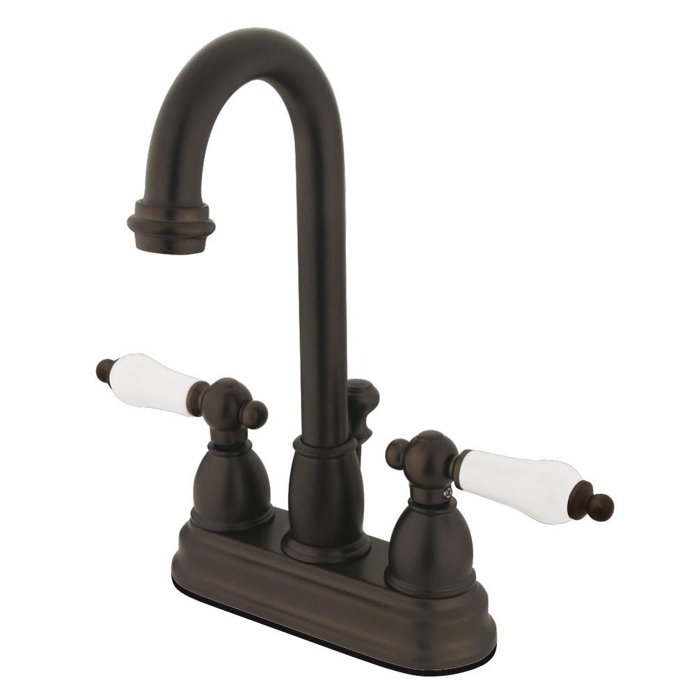 Kingston Oil Rubbed Bronze 2 handle 4" Centerset Bathroom Faucet KB3615PL