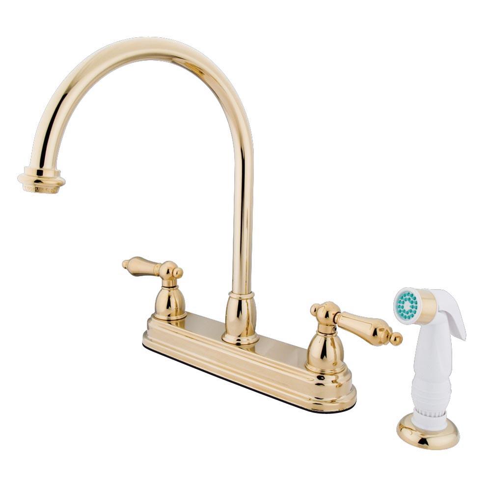 Kingston Brass Polished Brass Two Handle 8 Kitchen Faucet with Spraye 