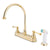 Kingston Polished Brass Two Handle 8" Kitchen Faucet with White Sprayer KB3752BL